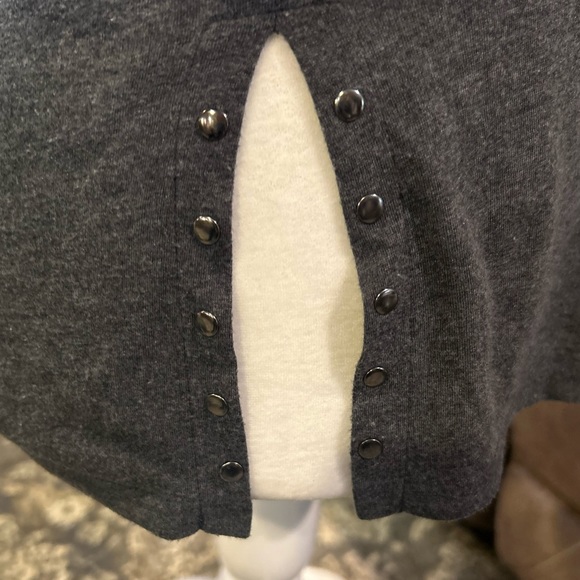 HARLEY-DAVIDSON charcoal gray ladies 3/4 sleeve t shirt cross design with bling - Picture 3 of 7